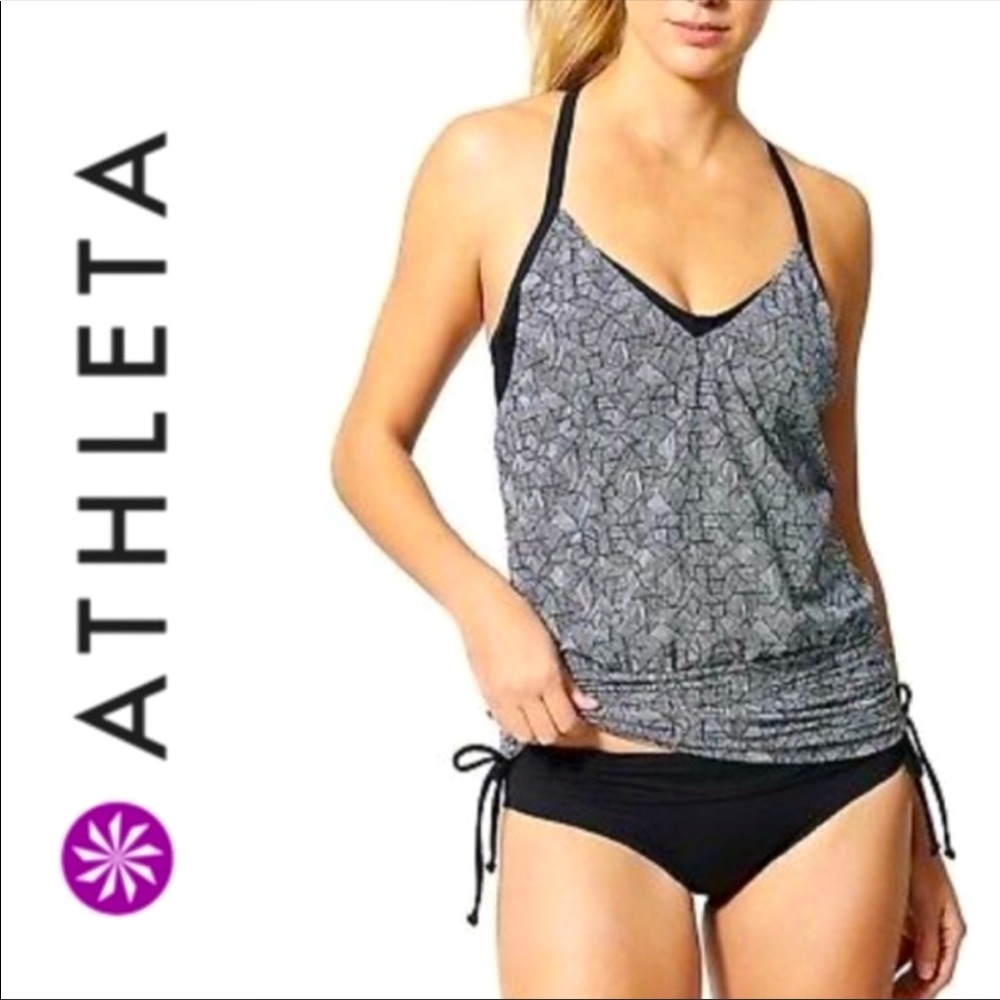 Athleta Laguna side scrunch tankini 34 D DD
